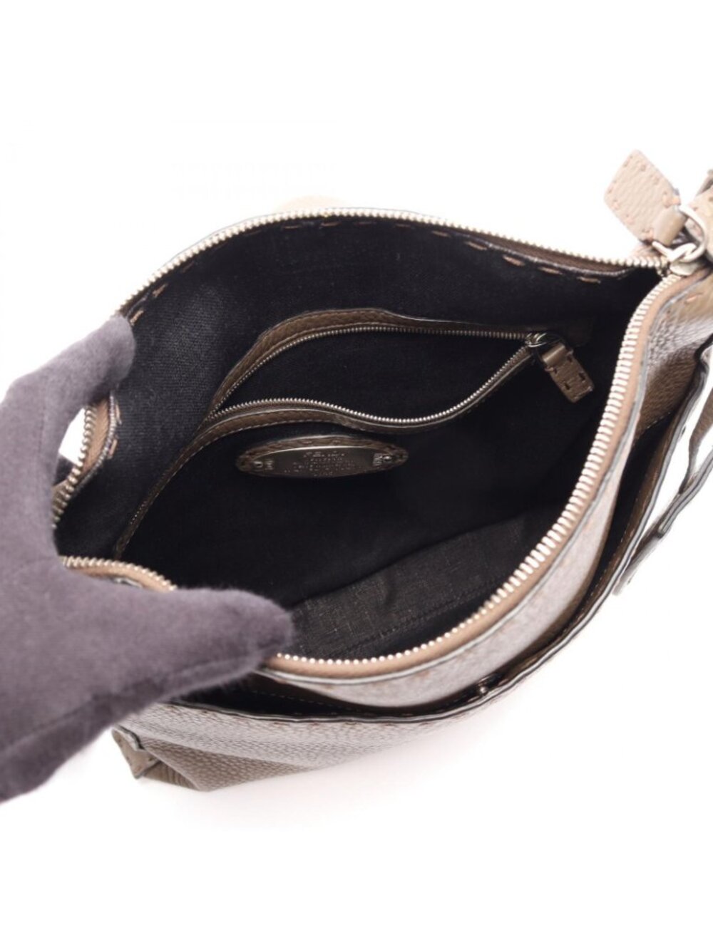 Fendi Shoulder Bag Selleria Gray Leather - Picture 3 of 8
